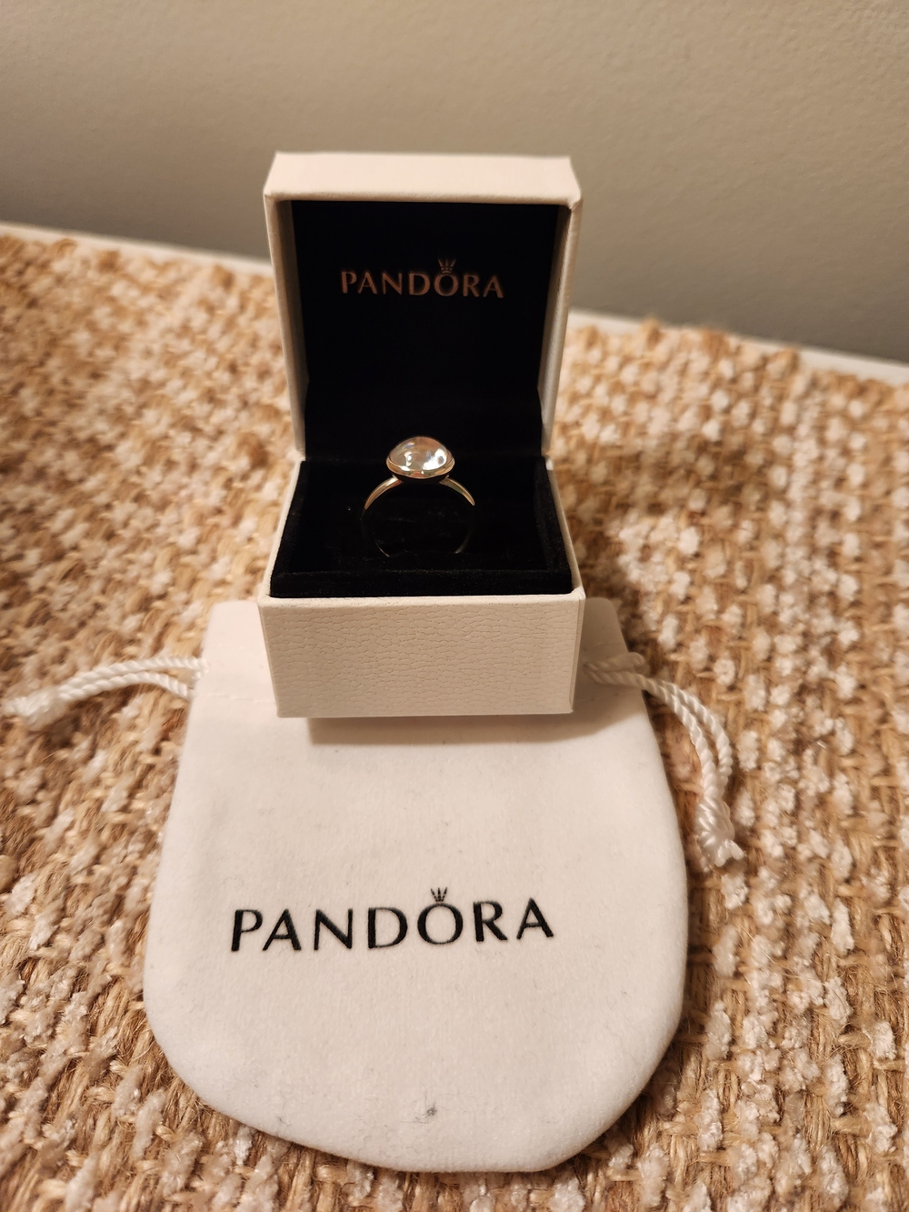 Pandora 925 Silver Ring with Clear Stone Size 52